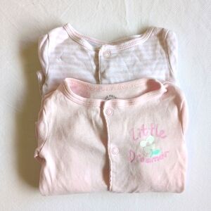 joe fresh 2-pack pink cotton snap footie sleeper pajamas 0-3 months baby girl